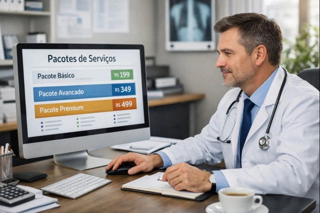 Como crir e administrar pacotes de servicos de uma clinica medica